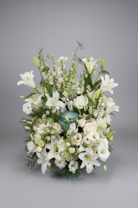 Sympathy Cremation Wreath in White