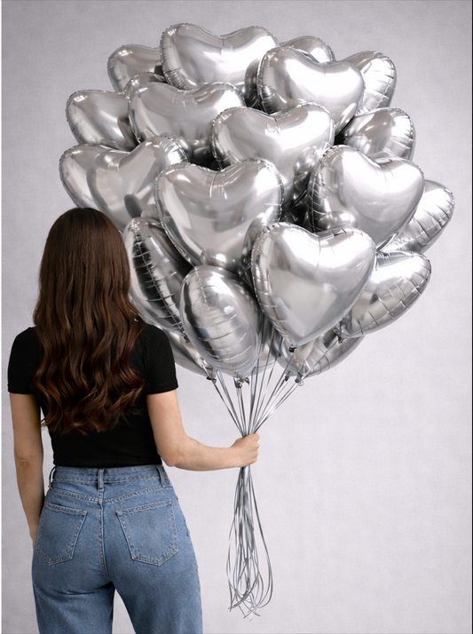 Balloon set "Silver Hearts"